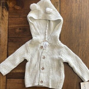 Cream Knit Baby Cardigan with Hood
